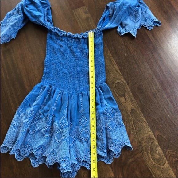 Detailed blue romper jumpsuit - Picture 4 of 9